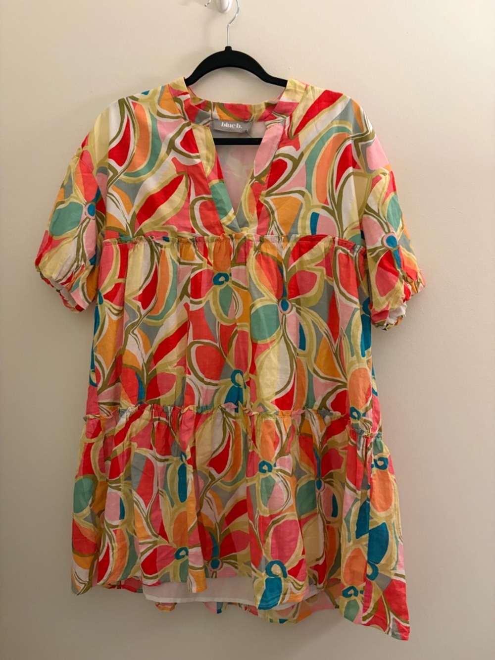 NWOT blue b Multicolor Floral Print Tiered summer Women's Dress